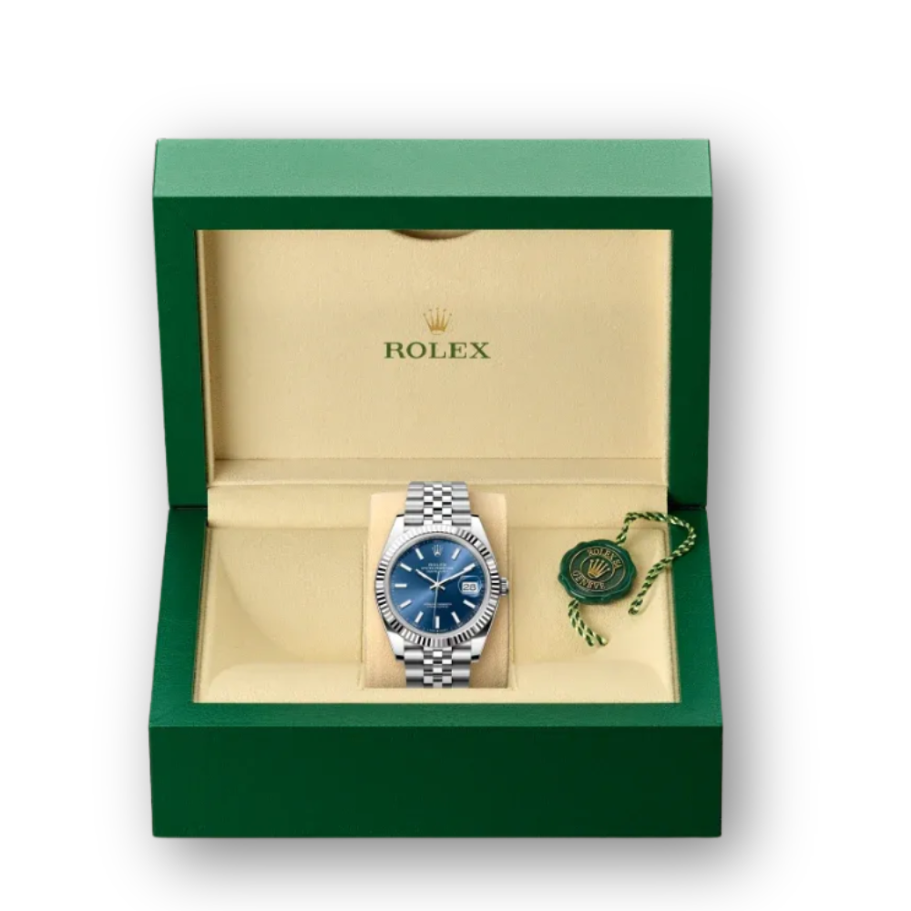 Datejust 41mm in Oystersteel and White Gold with Blue Dial