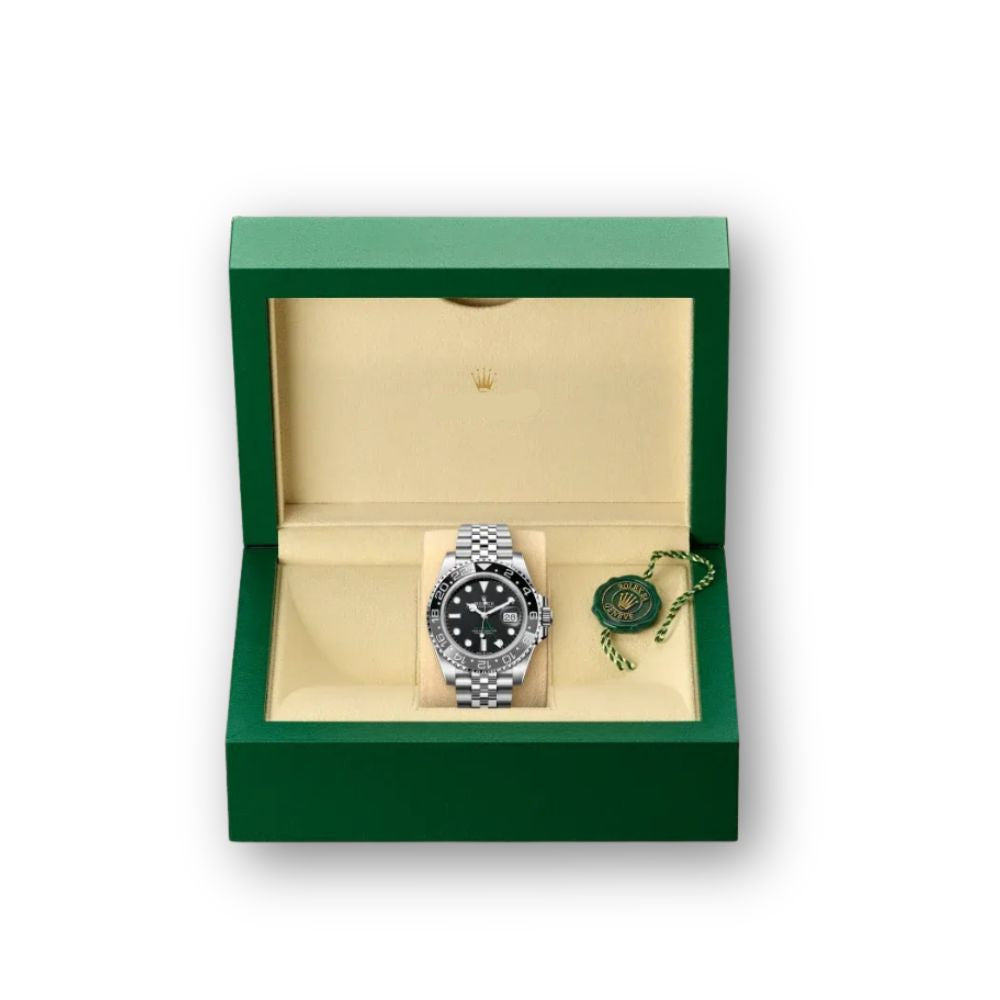 GMT-Master II 40mm in Oystersteel with Black and Grey Bezel