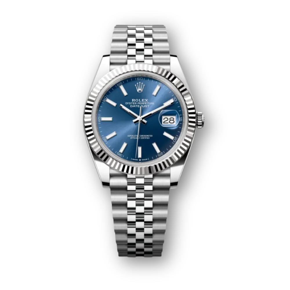 Datejust 41mm in Oystersteel and White Gold with Blue Dial