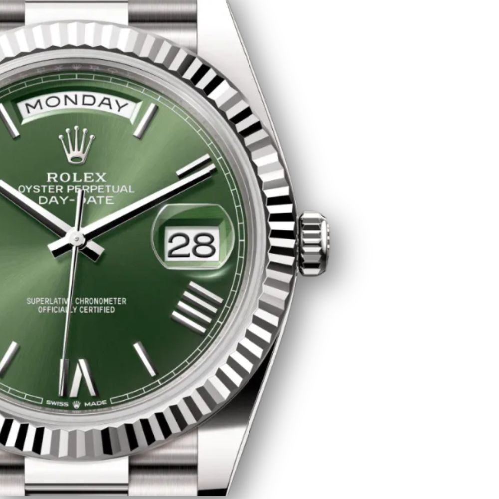 Day-Date 40mm in White Gold with Green Dial