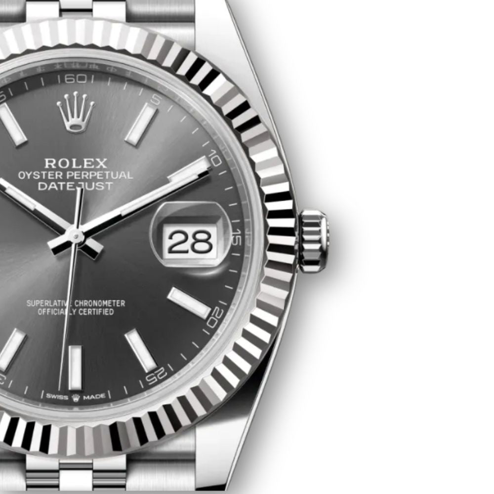 Datejust 41mm in Oystersteel and White Gold with Grey Dial